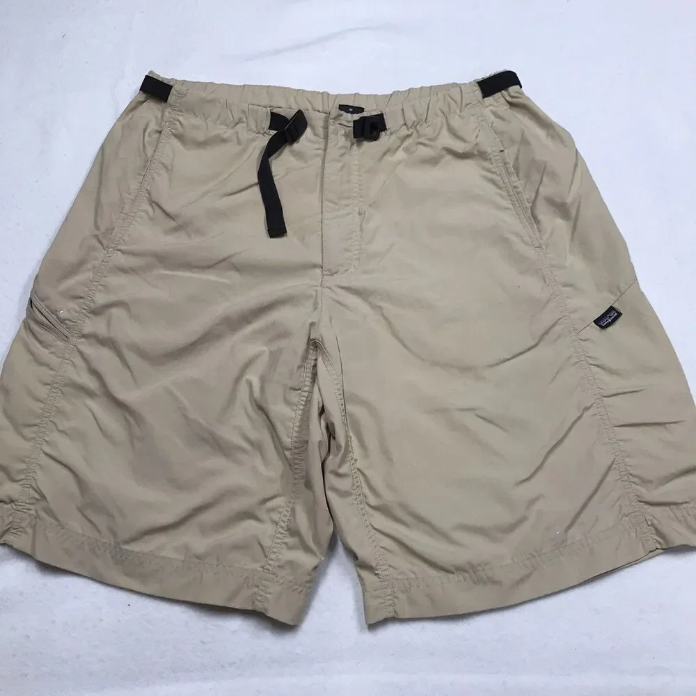 PATAGONIA Gi II Shorts Men L 32W Tan Belted Outdoor Hiking Lightweight